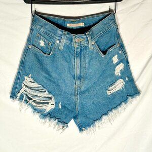 LEVIS Distressed Ultra High Waist Jean Shorts